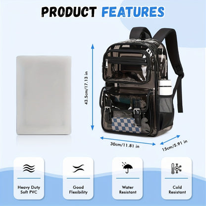 Laptop Backpack – PVC, Transparent, Large Capacity, Multi-Pocket – detail view 5