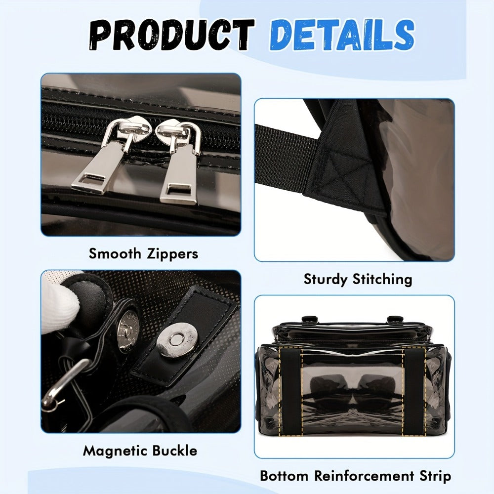Laptop Backpack – PVC, Transparent, Large Capacity, Multi-Pocket – detail view 11