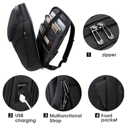 Laptop Backpack – USB Charging, Large Capacity, Trolley Sleeve, for Travel & Work – alternate view