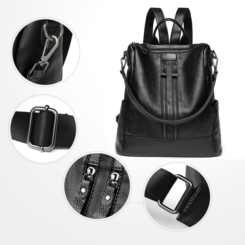 Laptop Backpack – Vegan Leather, Multi-Pocket, Large Capacity, for Travel & Work – detail view 5