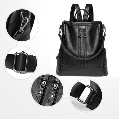 Laptop Backpack – Vegan Leather, Multi-Pocket, Large Capacity, for Travel & Work – detail view 5