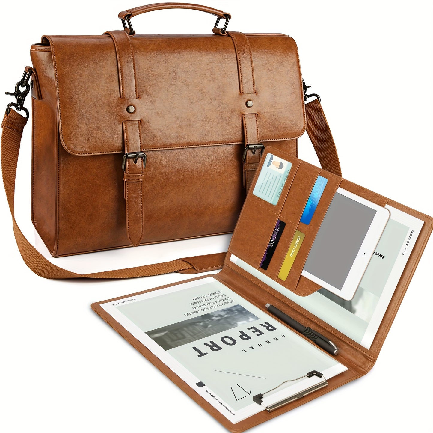 Laptop Bag – 15.6 Inch, PU Leather, for Work & School | Bag Vero – front view