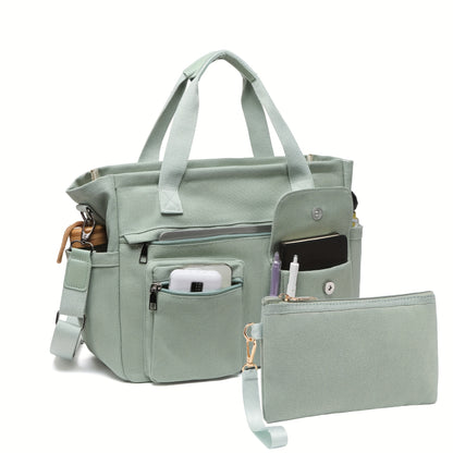 Laptop Bag – 2 Piece, Canvas, Nylon, Adjustable Strap | Bag Vero – front view