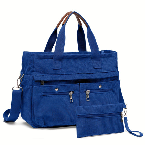 Laptop Bag – 2-Piece, Corduroy, Large Capacity, Adjustable Strap | Bag Vero – front view