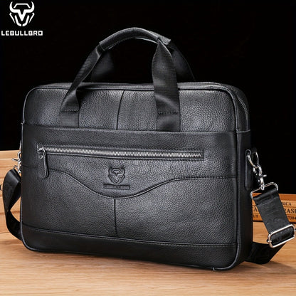 Laptop Bag – for Travel & Work, Genuine Cowhide Leather Executive Briefcase | Bag Vero – front view