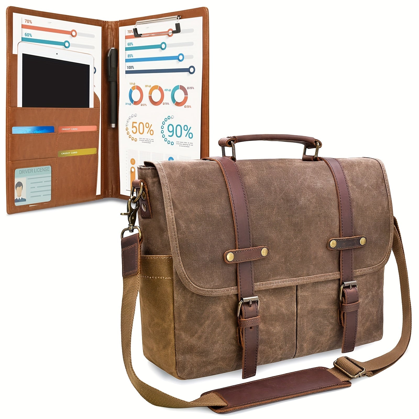 Laptop Bag – 15.6 Inch, Canvas, for Travel & Work – front view - product view 9