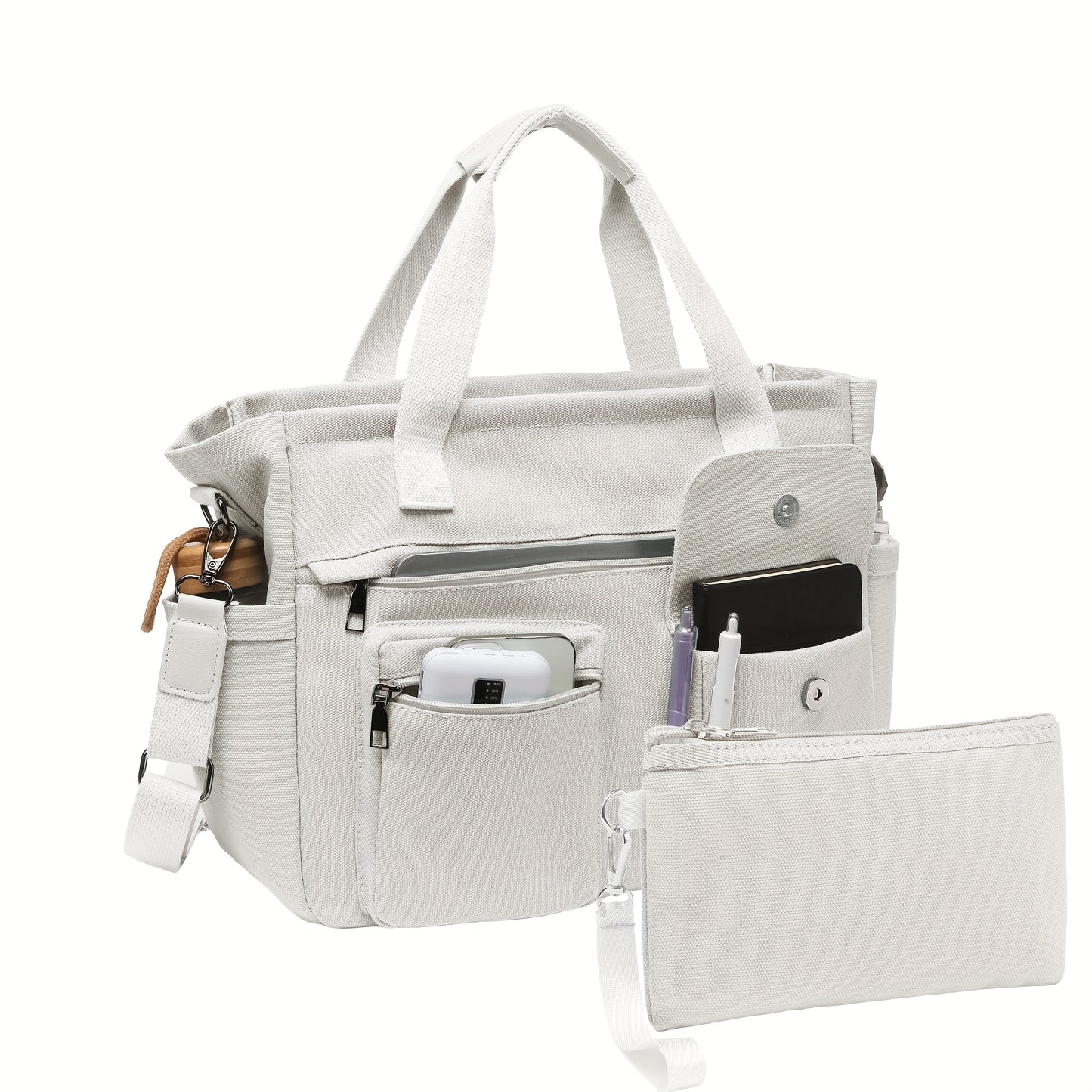 Laptop Bag – 2 Piece, Canvas, Nylon, Adjustable Strap – detail view 9