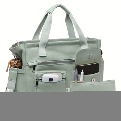 Laptop Bag – 2 Piece, Canvas, Nylon, Adjustable Strap – alternate view