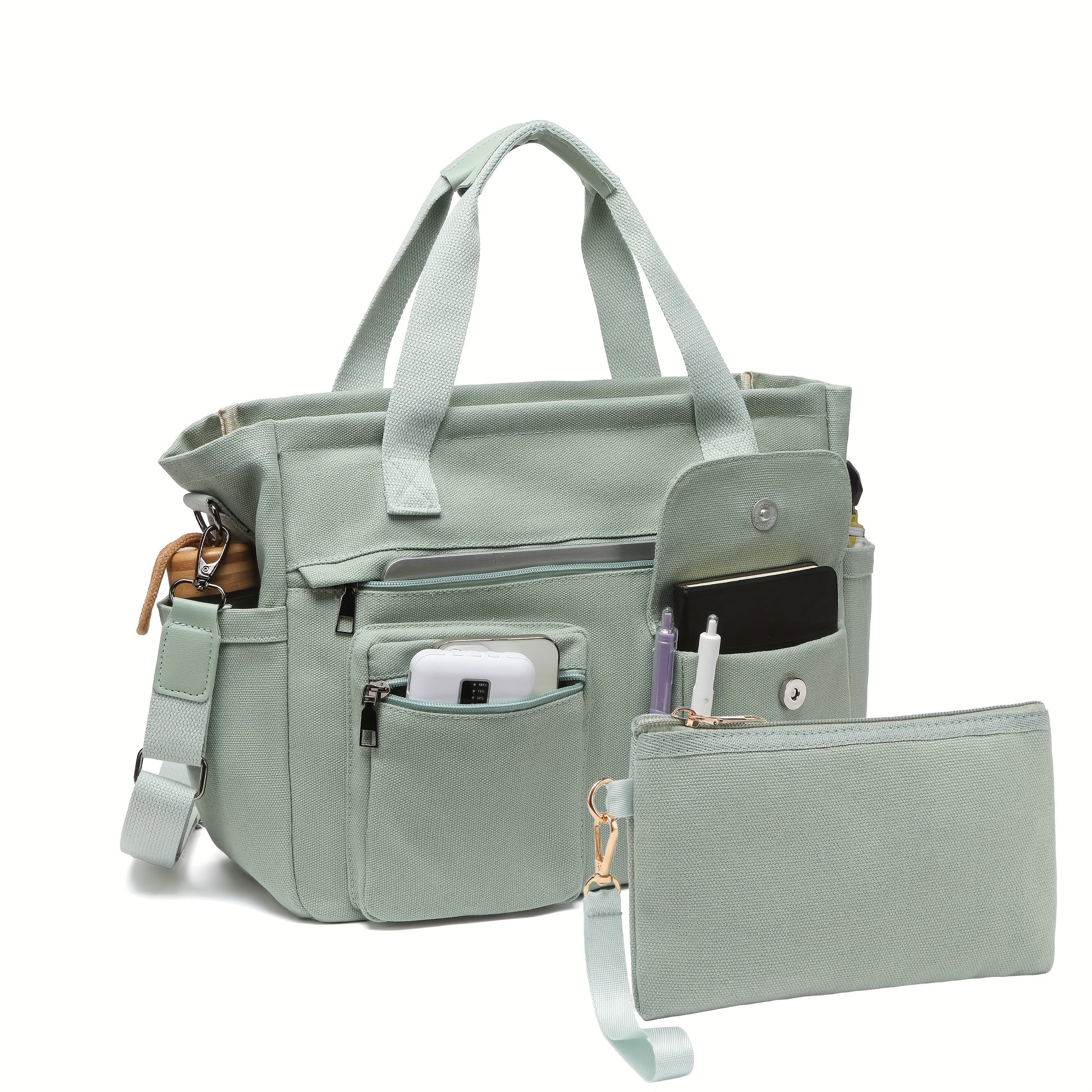 Laptop Bag – 2 Piece, Canvas, Nylon, Adjustable Strap – front view - product view 29
