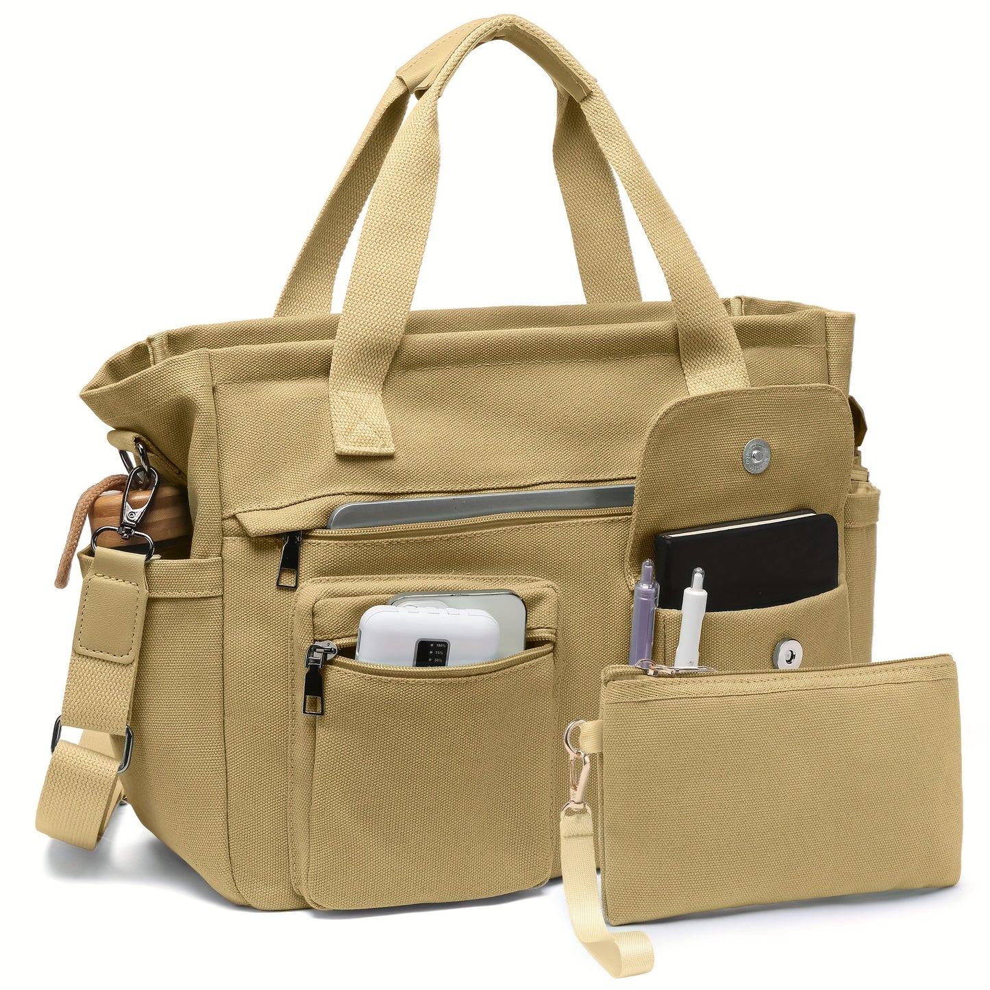 Laptop Bag – 2 Piece, Canvas, Nylon, Adjustable Strap – detail view 15