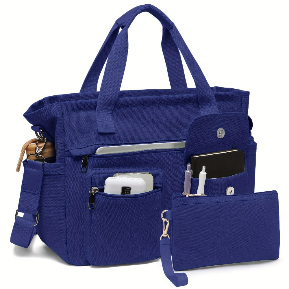 Laptop Bag – 2 Piece, Canvas, Nylon, Adjustable Strap – front view