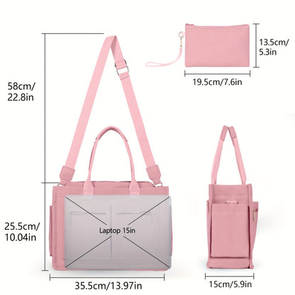 Laptop Bag – 2-Piece, Canvas, Multi-Pocket, for Travel & Work – alternate view