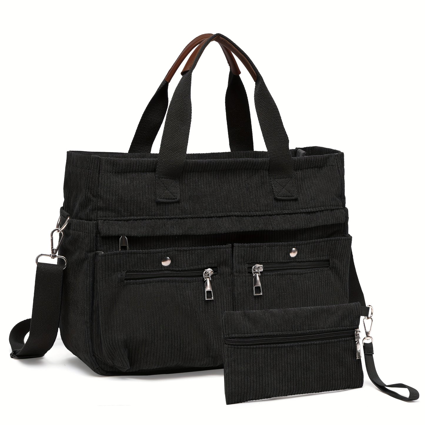 Laptop Bag – 2-Piece, Corduroy, Large Capacity, Adjustable Strap – detail view 18