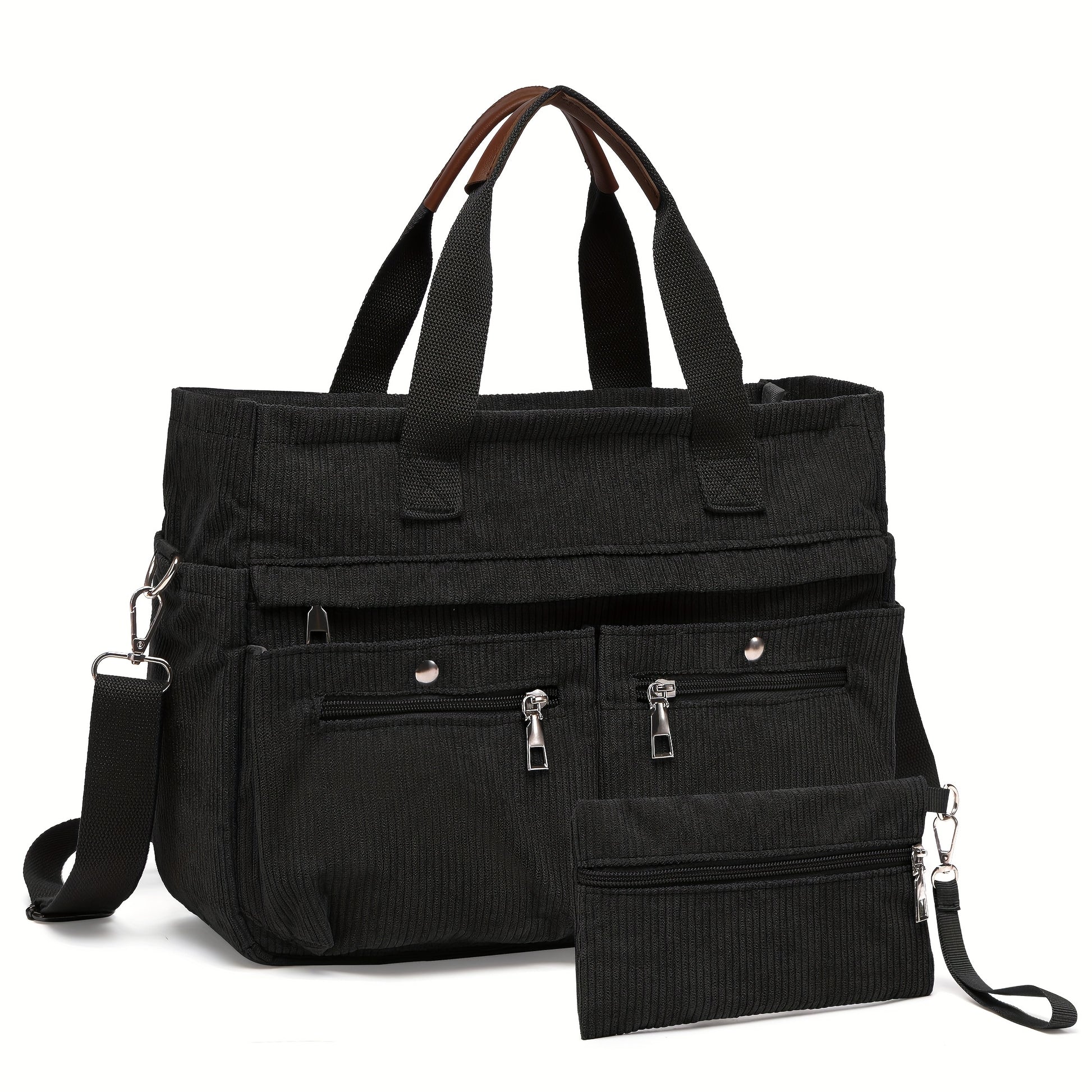 Laptop Bag – 2-Piece, Corduroy, Large Capacity, Adjustable Strap – detail view 18