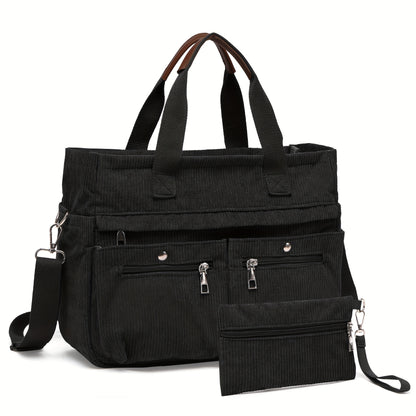 Laptop Bag – 2-Piece, Corduroy, Large Capacity, Adjustable Strap – detail view 18