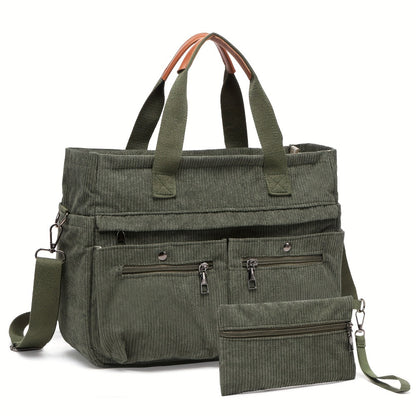 Laptop Bag – 2-Piece, Corduroy, Large Capacity, Adjustable Strap – detail view 6