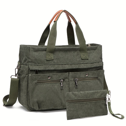 Laptop Bag – 2-Piece, Corduroy, Large Capacity, Adjustable Strap – detail view 23