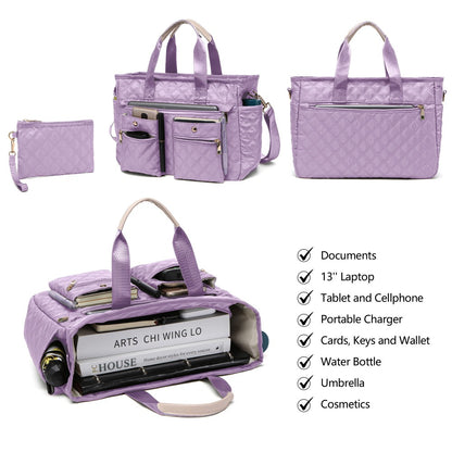 Laptop Bag – 2 Piece, Nylon, Quilted, Lightweight – detail view 2