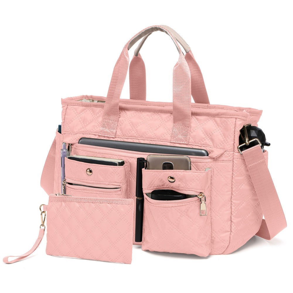 Laptop Bag – 2 Piece, Nylon, Quilted, Lightweight – front view