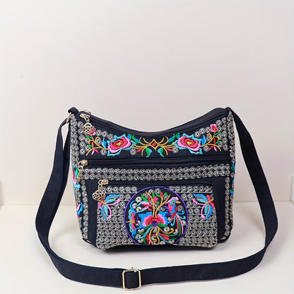 Laptop Bag – Adjustable Strap, Embroidered Floral Retro Bohemian Adjustable – detail view 26