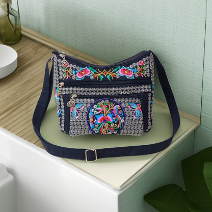 Laptop Bag – Adjustable Strap, Embroidered Floral Retro Bohemian Adjustable – detail view 14