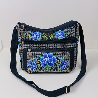 Laptop Bag – Adjustable Strap, Embroidered Floral Retro Bohemian Adjustable – detail view 15