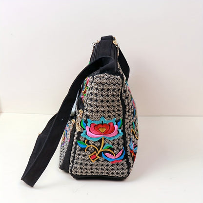 Laptop Bag – Adjustable Strap, Embroidered Floral Retro Bohemian Adjustable – detail view 18