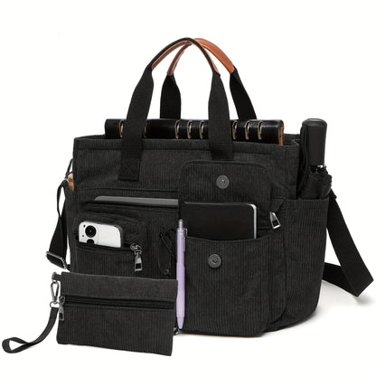 Laptop Bag – Corduroy, Polyester, Adjustable Strap, for Travel & Work – alternate view