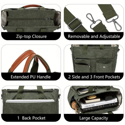 Laptop Bag – Corduroy, Polyester, Adjustable Strap, for Travel & Work – detail view 11