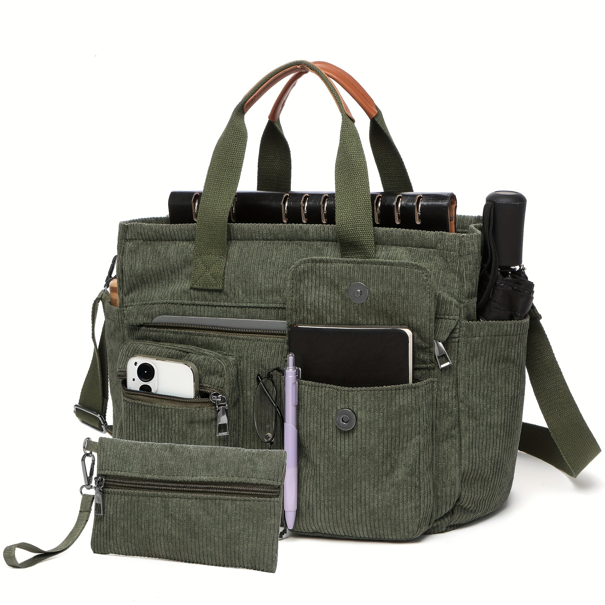 Laptop Bag – Corduroy, Polyester, Adjustable Strap, for Travel & Work – detail view 2