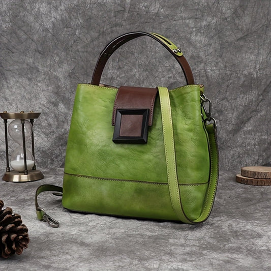 Laptop Bag – Genuine Leather, Polyester, Adjustable Strap – front view