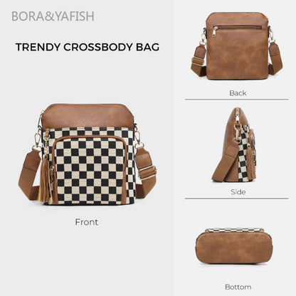 Laptop Bag – for Travel & Everyday Use, Checkerboard Zipper Messenger Color Block – detail view 4