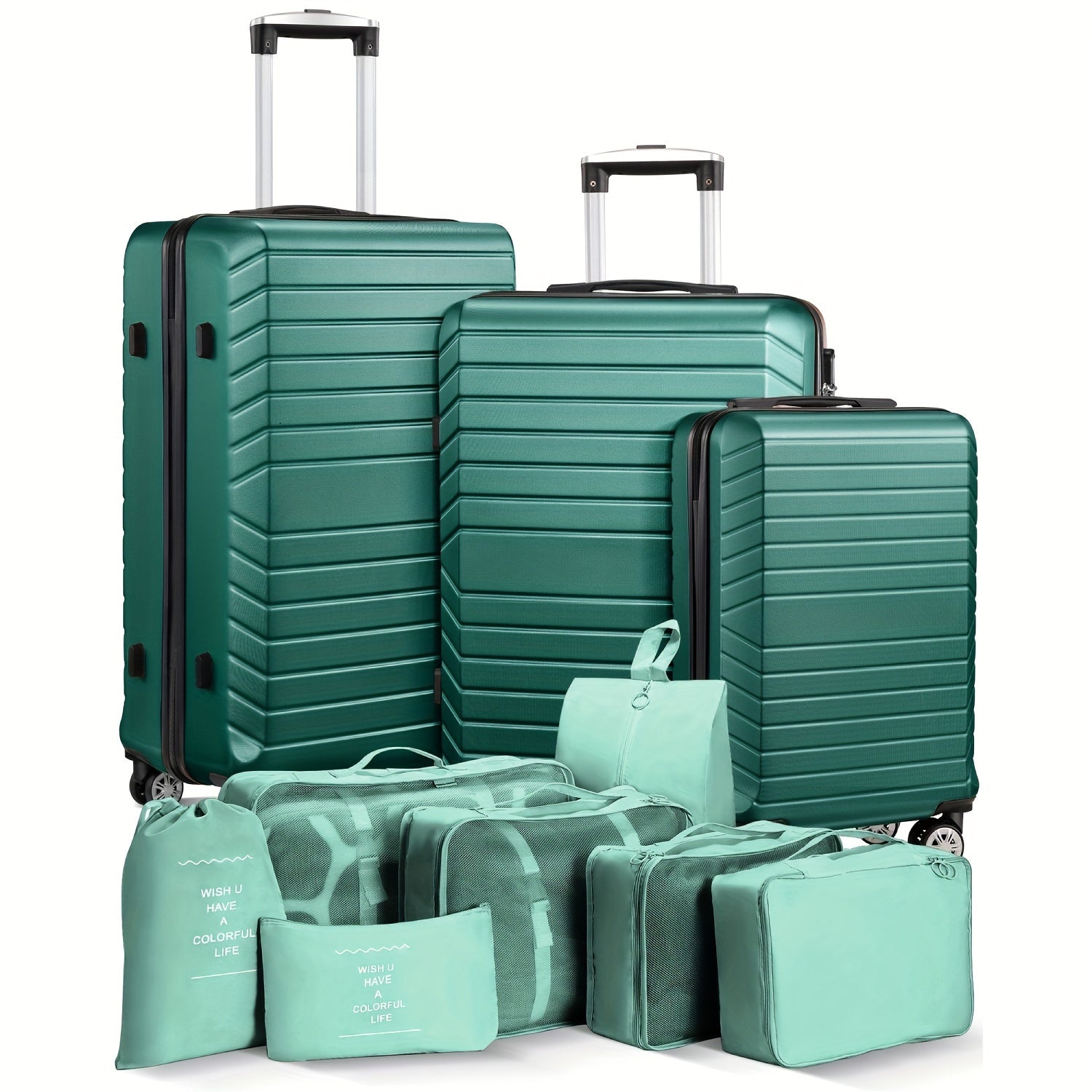 Luggage Set – 10 Piece, ABS Hardshell, Spinner Wheels, Combination Lock – front view - product view 12