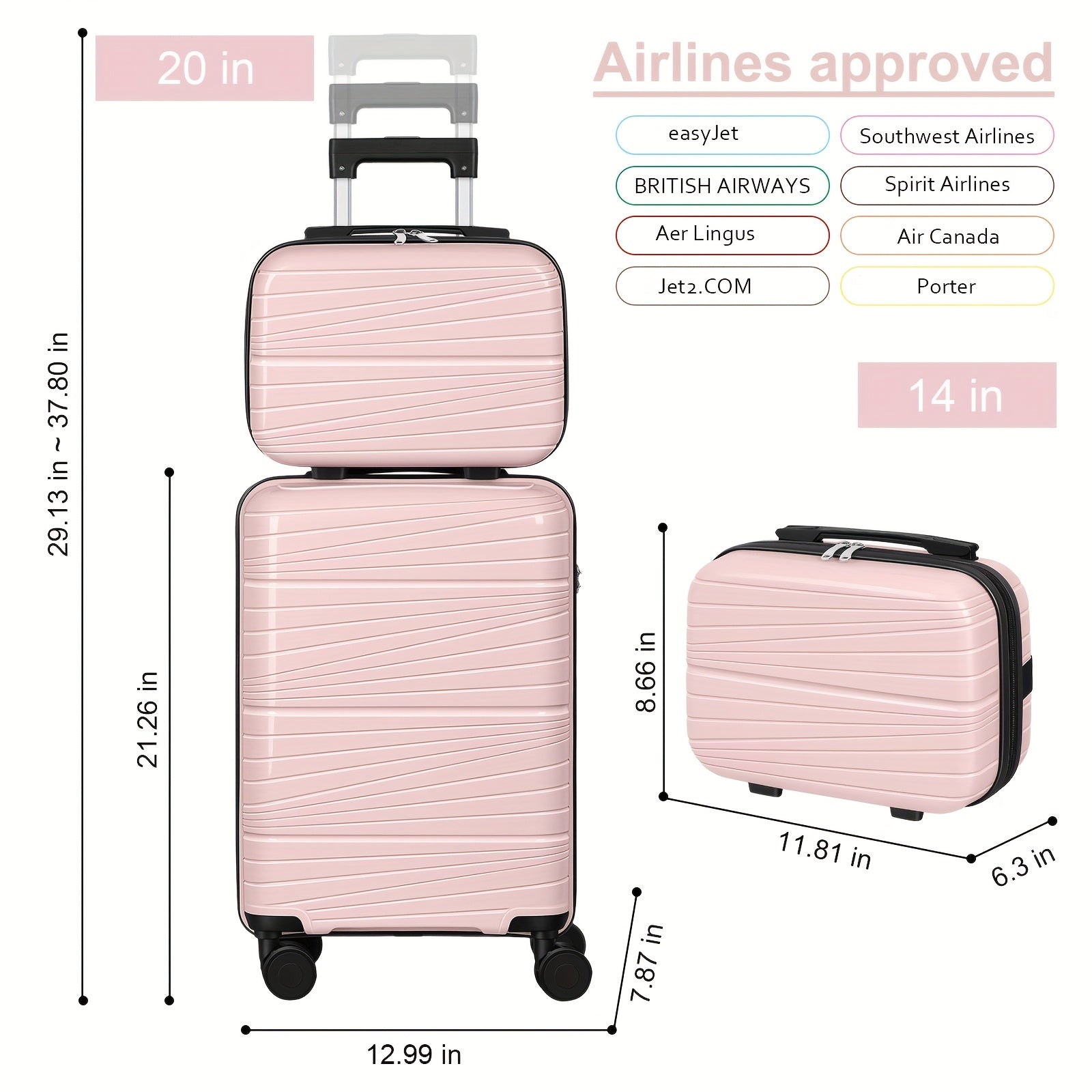 Luggage Set – 2 Piece, Lightweight, for Travel & School – detail view 17