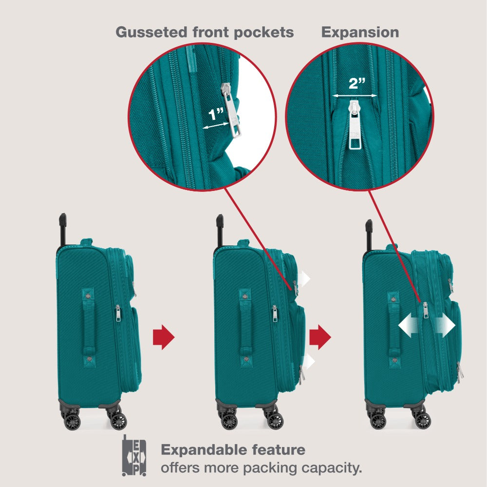 Luggage Set – 2 Piece, Soft Shell, Expandable, Spinner Wheels – detail view 4