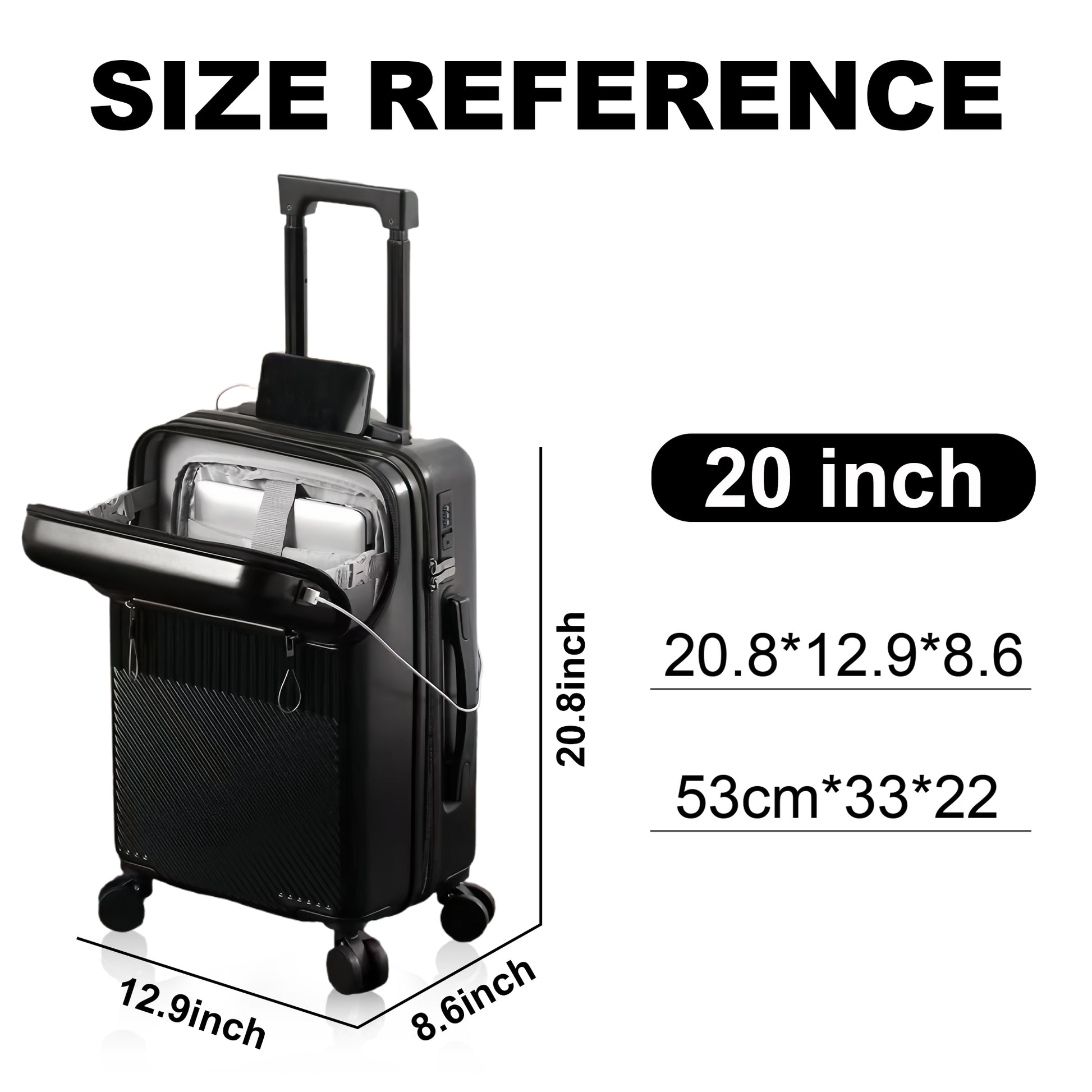 Luggage Set – 20 Inch, Hardshell, USB Charging, TSA Lock – detail view 11
