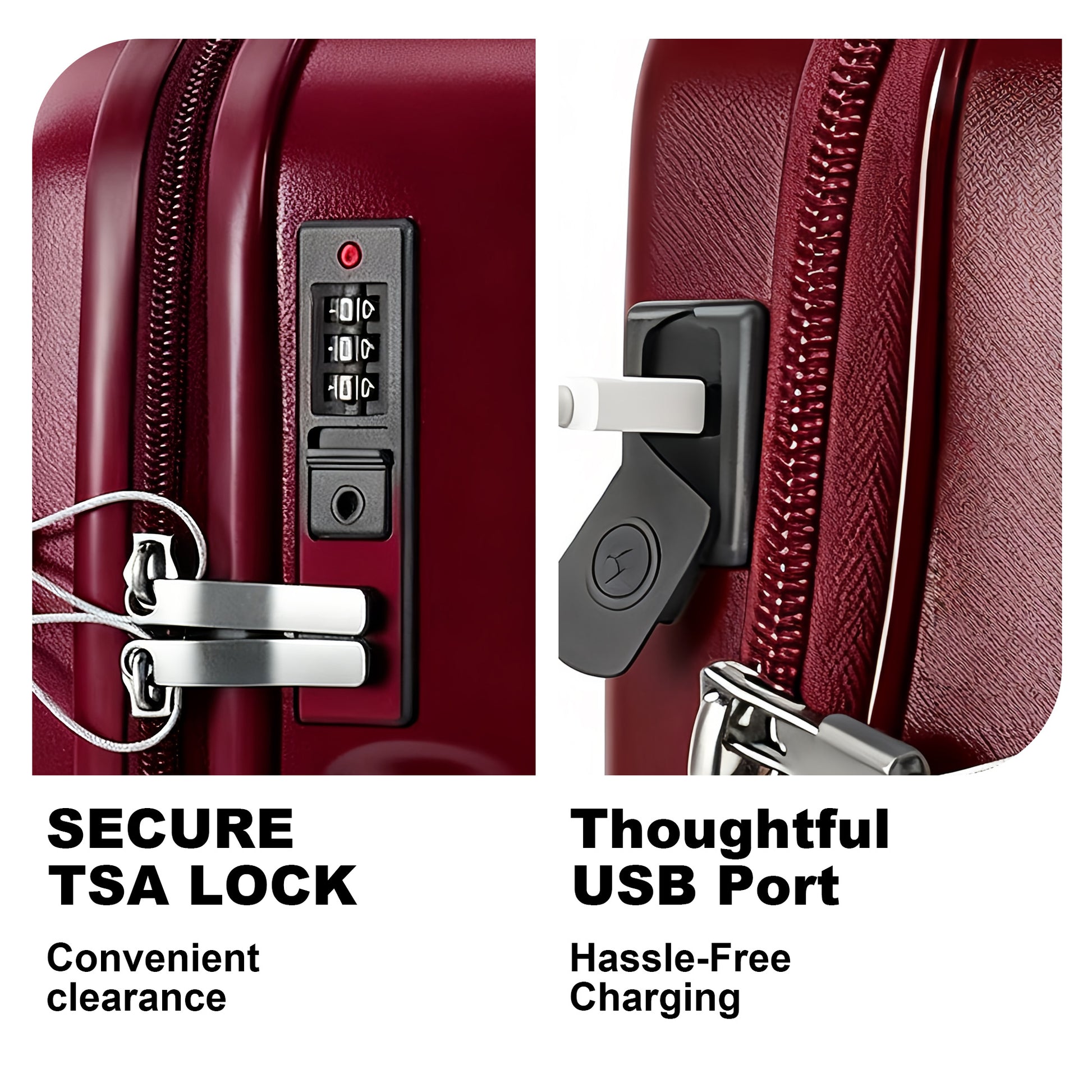 Luggage Set – 20 Inch, Hardshell, USB Charging, TSA Lock – detail view 25