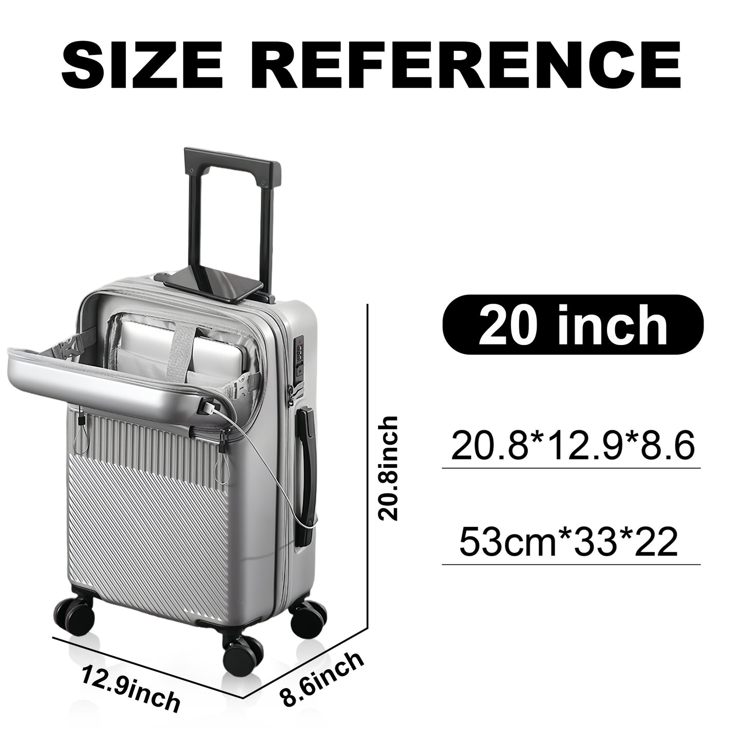 Luggage Set – 20 Inch, Hardshell, USB Charging, TSA Lock – detail view 38