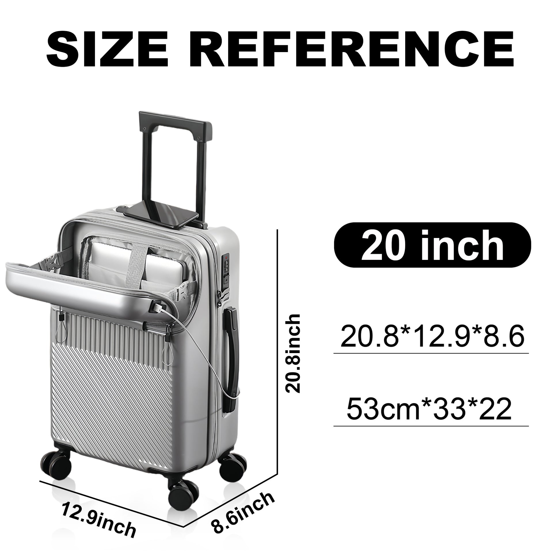 Luggage Set – 20 Inch, Hardshell, USB Charging, TSA Lock – detail view 38