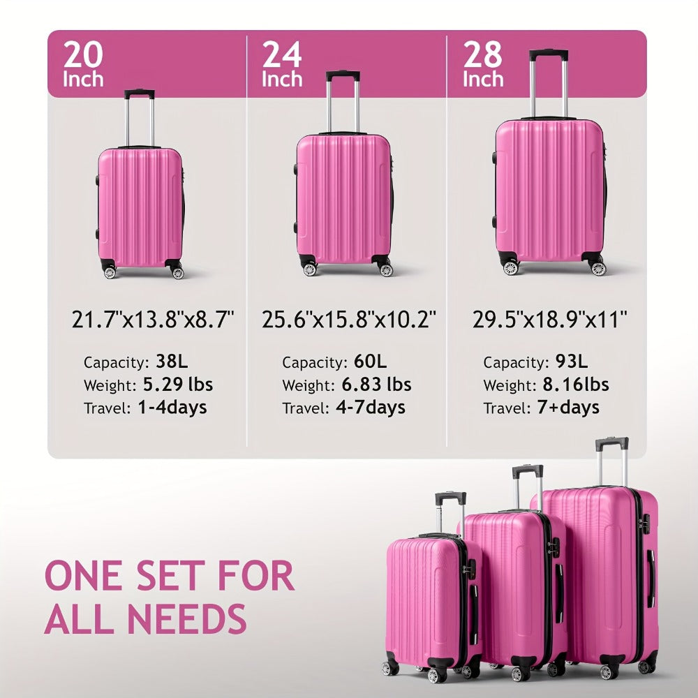 Luggage Set – 3 Piece, 28 Inch, ABS Hardshell, Combination Lock – detail view 3