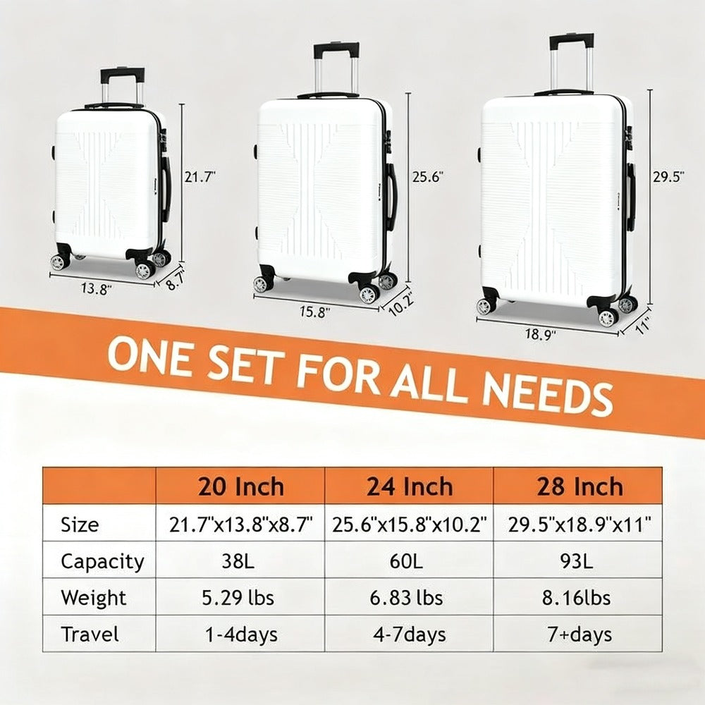 Luggage Set – 3 Piece, 28 Inch, Hardshell, for Travel – detail view 14
