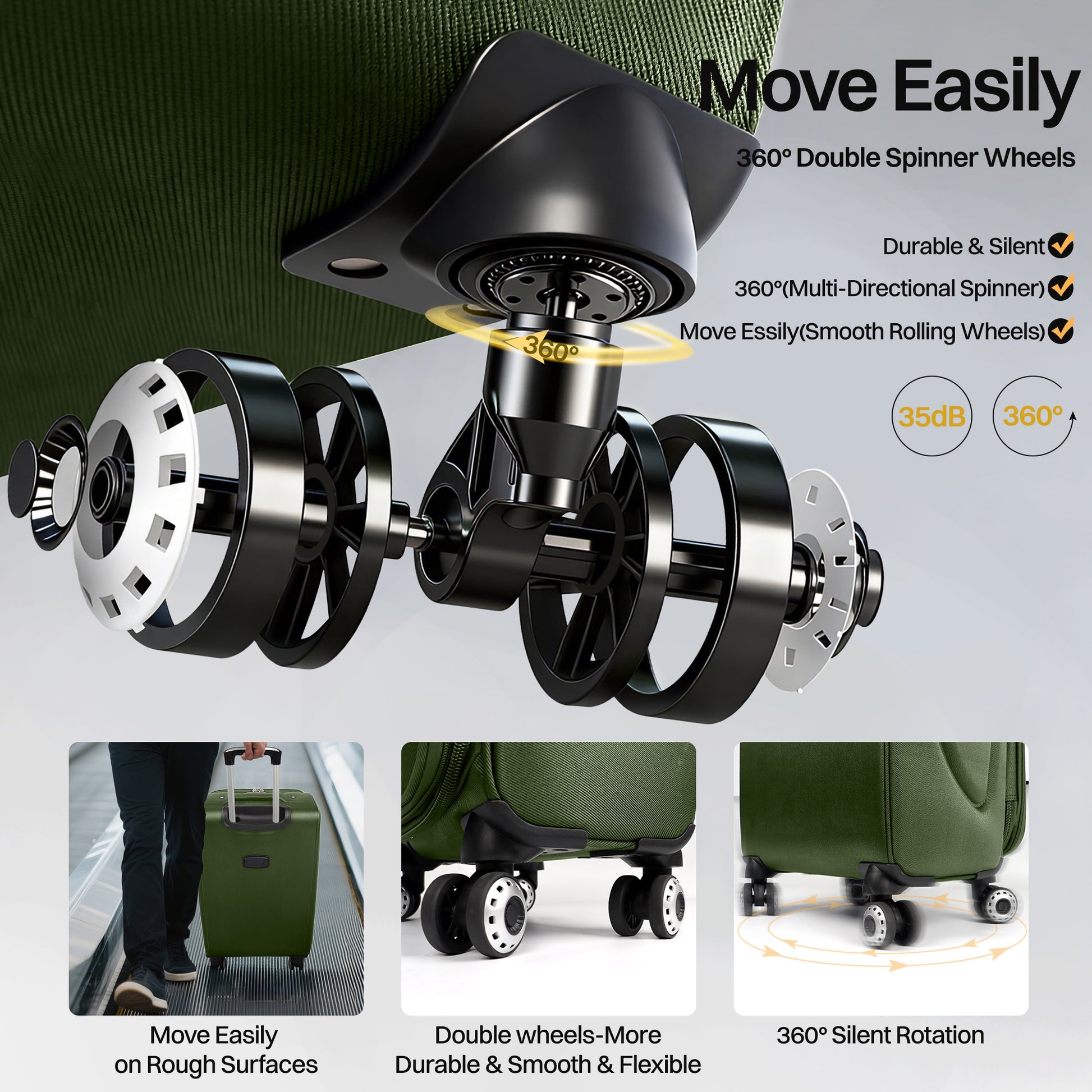 Luggage Set – 3 Piece, 34 Inch, Spinner Wheels, Combination Lock – detail view 24