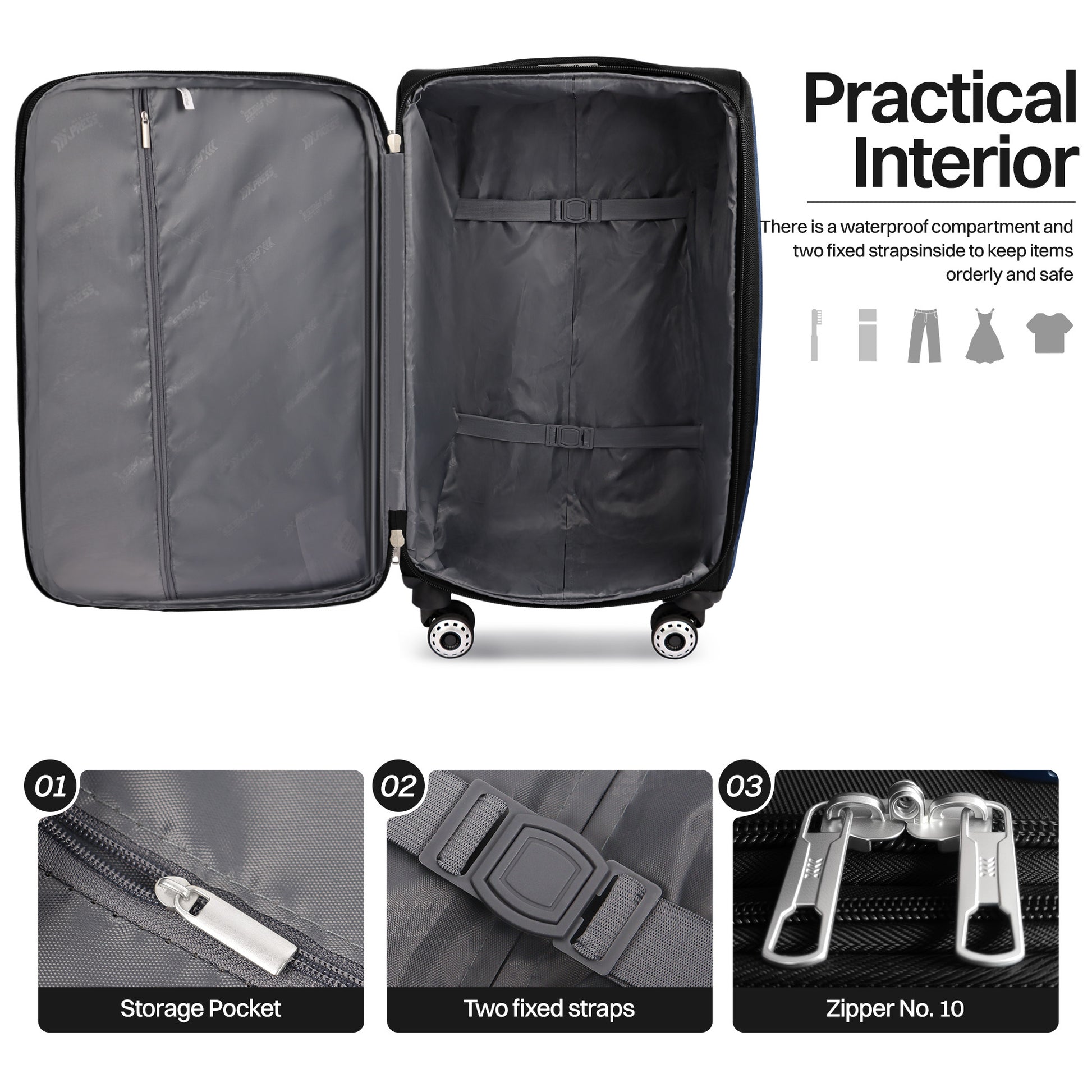 Luggage Set – 3 Piece, 34 Inch, Spinner Wheels, Combination Lock – detail view 35