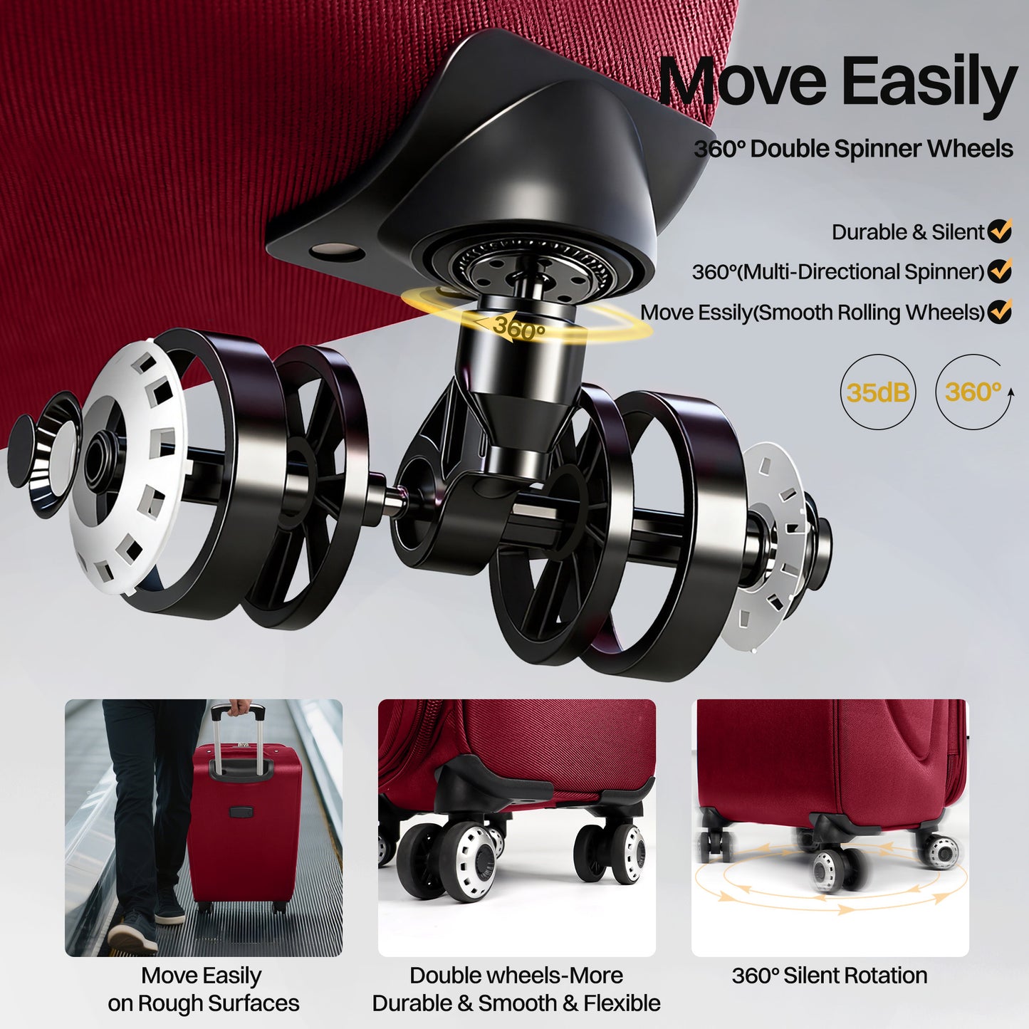 Luggage Set – 3 Piece, 34 Inch, Spinner Wheels, Combination Lock – detail view 42