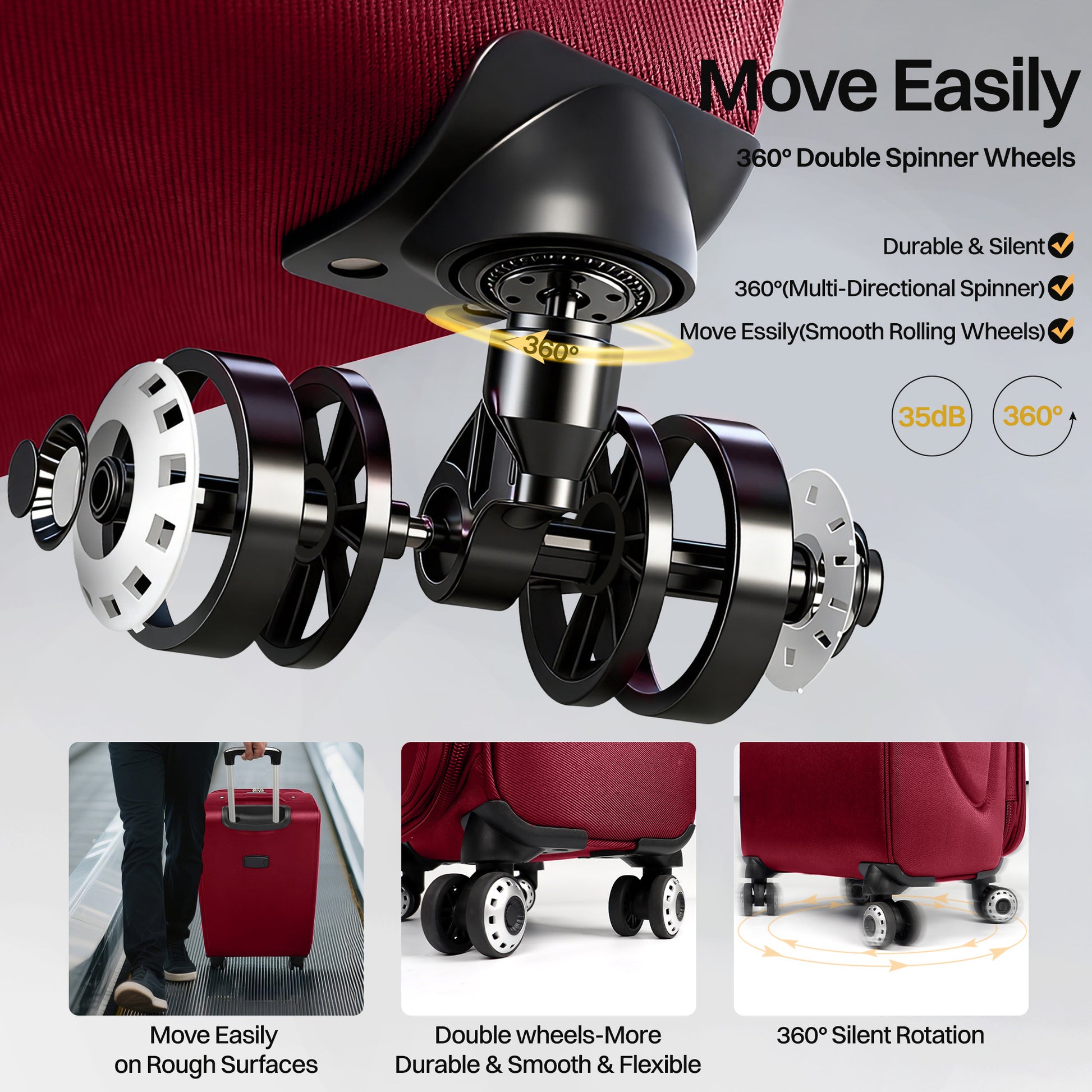 Luggage Set – 3 Piece, 34 Inch, Spinner Wheels, Combination Lock – detail view 42