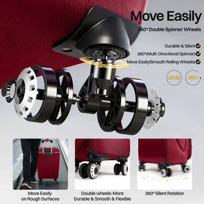 Luggage Set – 3 Piece, 34 Inch, Spinner Wheels, Combination Lock – detail view 42