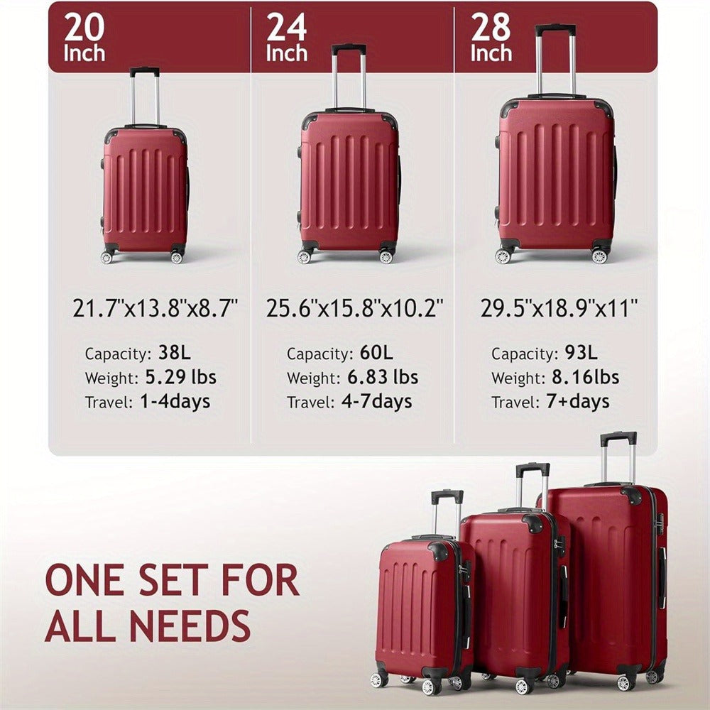 Luggage Set – 3-Piece, ABS Hardshell, TSA Lock, Spinner Wheels – detail view 10