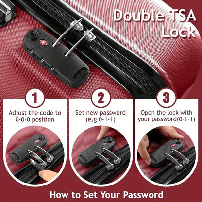 Luggage Set – 3-Piece, ABS Hardshell, TSA Lock, Spinner Wheels – detail view 7