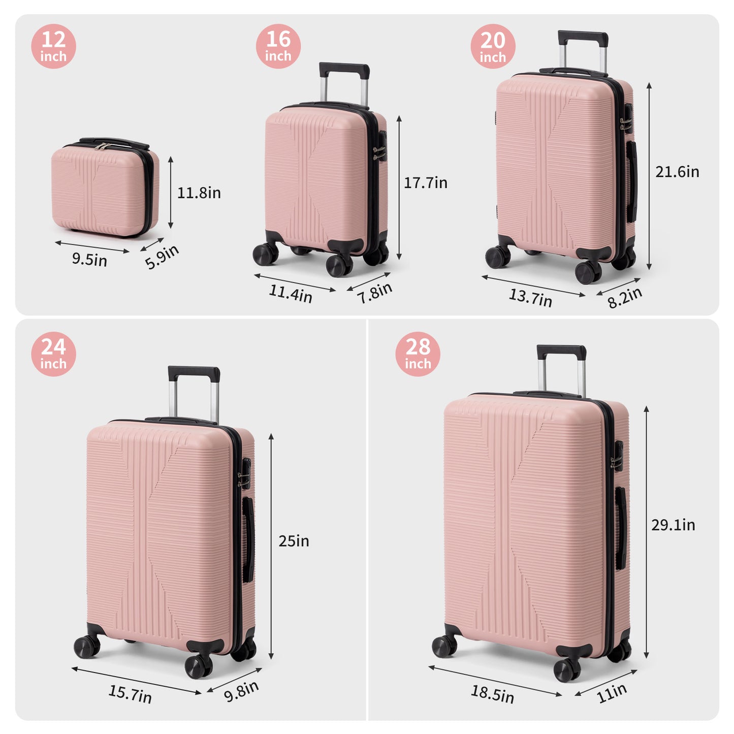 Luggage Set – 5 Piece, 28 Inch, Hardshell, Lightweight – detail view 48
