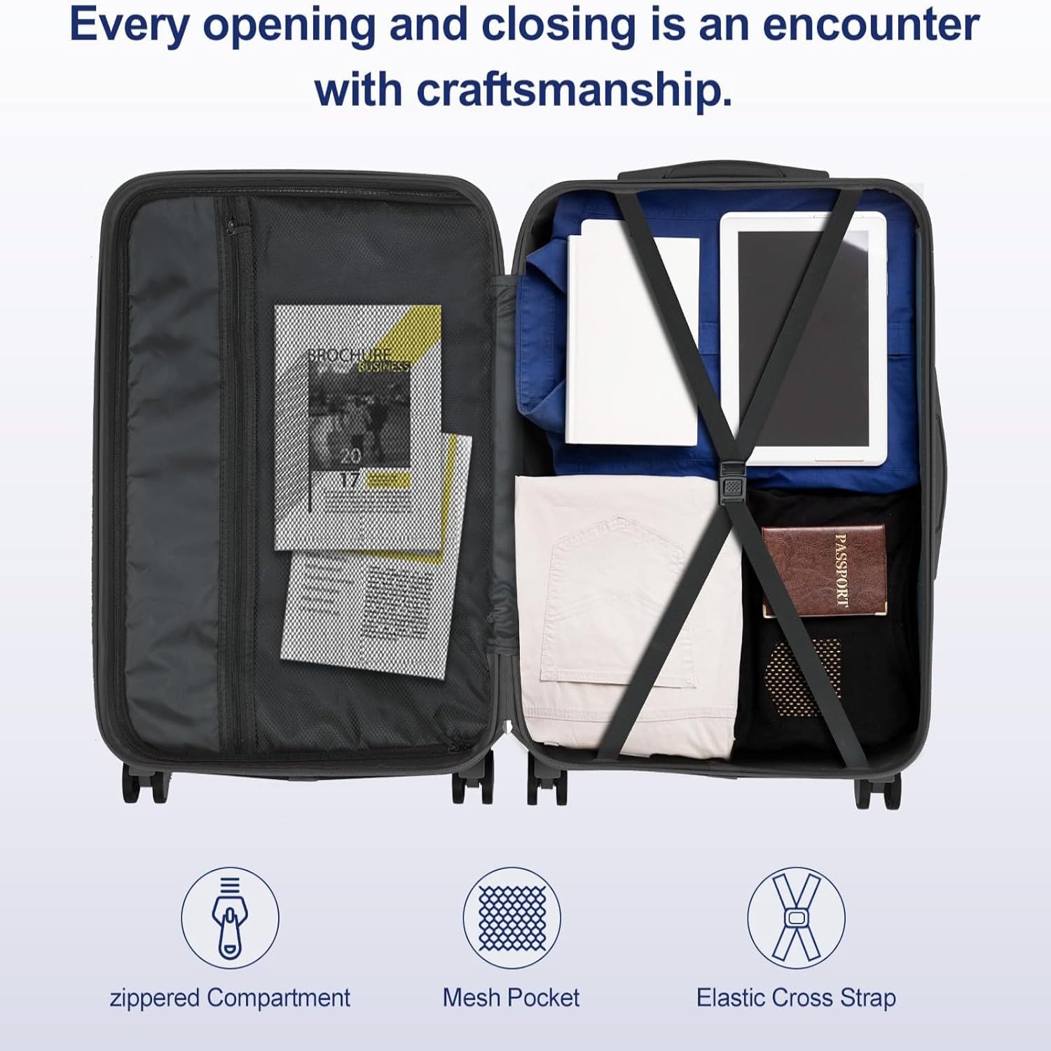 Luggage Set – 5 Piece, 28 Inch, Spinner Wheels, Lightweight – detail view 6